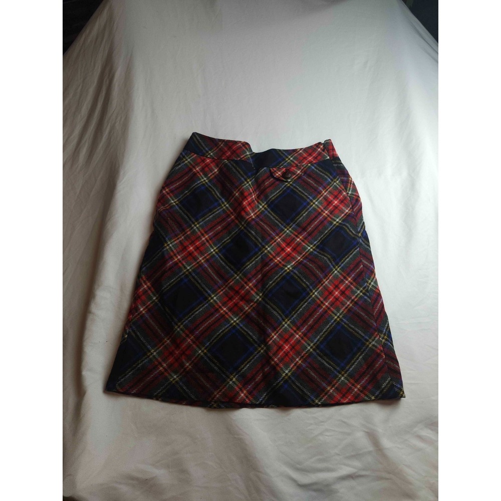 L.L. Bean A-Line Skirt Womens Size 6 Regular Red Black Plaid Wool Blend Lined